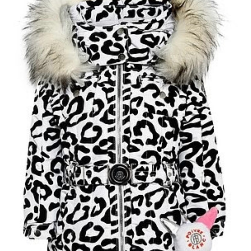 Leopard Print Fur Hooded Ski Jackey